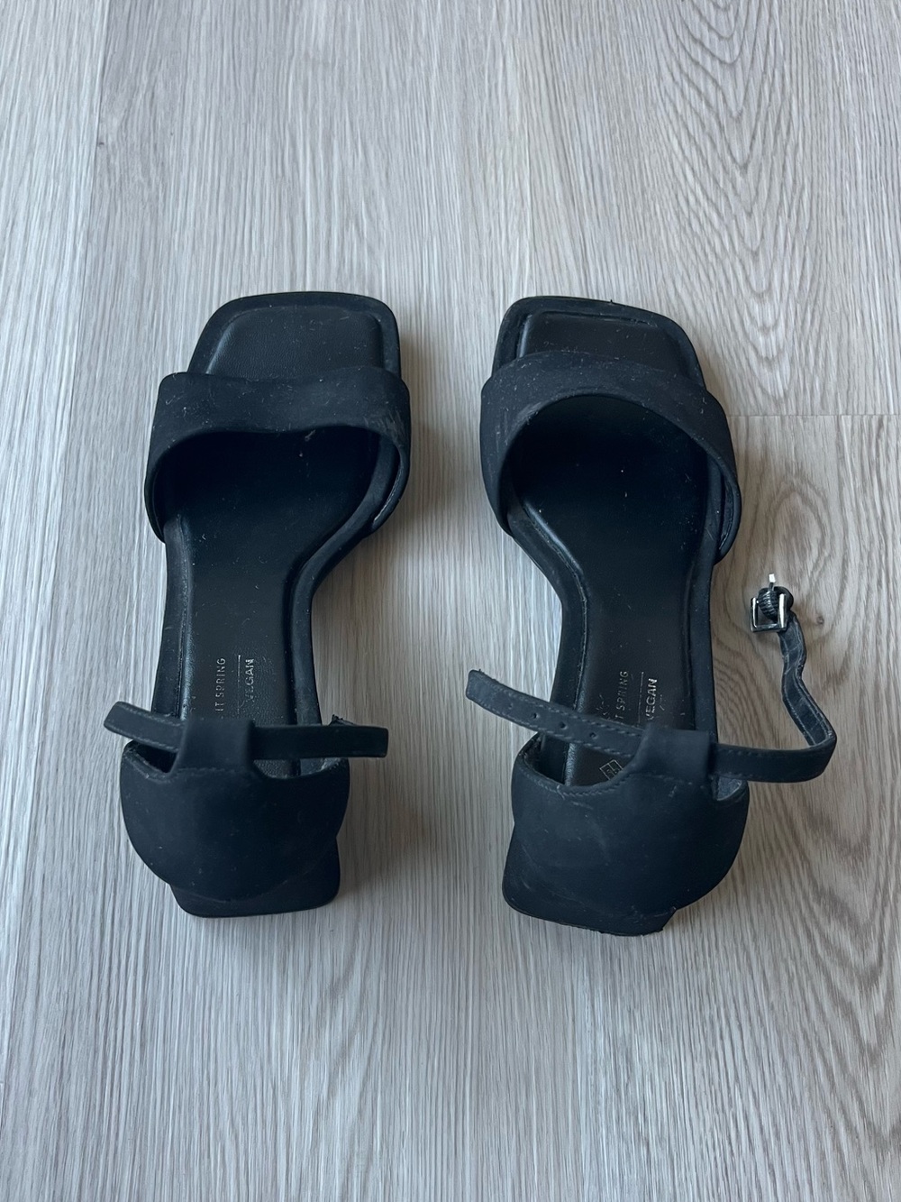 Call It Spring Black Square-Toe Ankle-Strap Heels